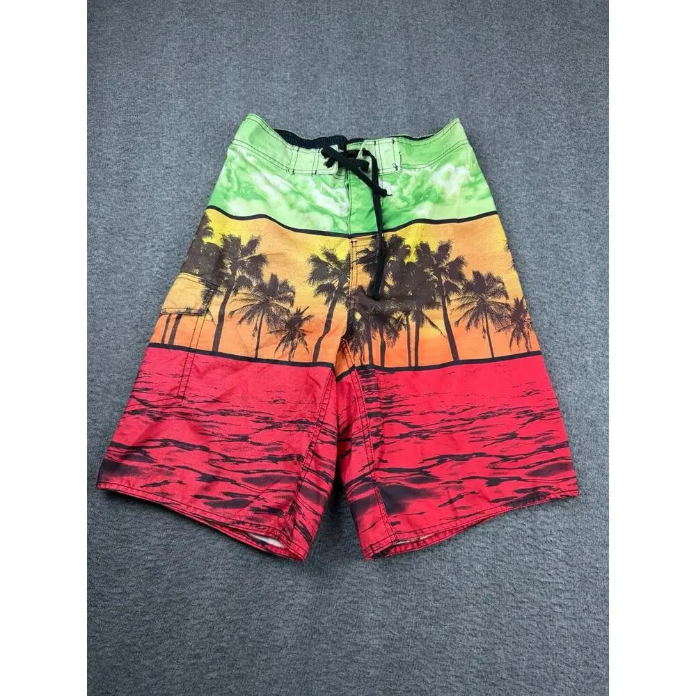 Men's Medium Board Shorts Palm‎ Tree Sunset Design Size Medium